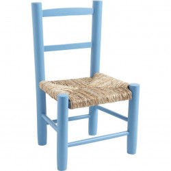 La Vannerie d'Aujourd'hui - Chaise enfant en bois bleu ciel et paille